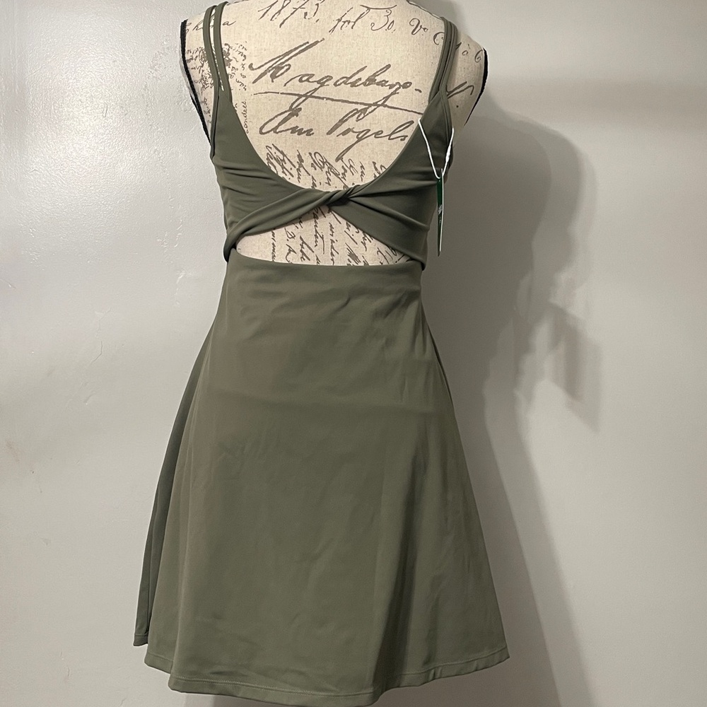 Olive Green Women's Halara dress with shorts - Picture 4 of 13